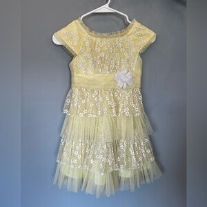 JONA MICHELLE  Flower Girl Dress Ruffle Mesh Tiered Tulle Tutu Dress /size 7